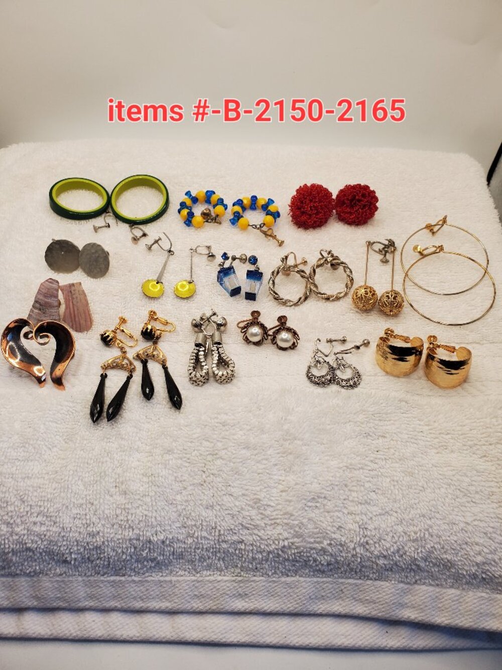 16 Pair of Screw on Earrings, items # B-2150-2165.  wt. 109 grams.